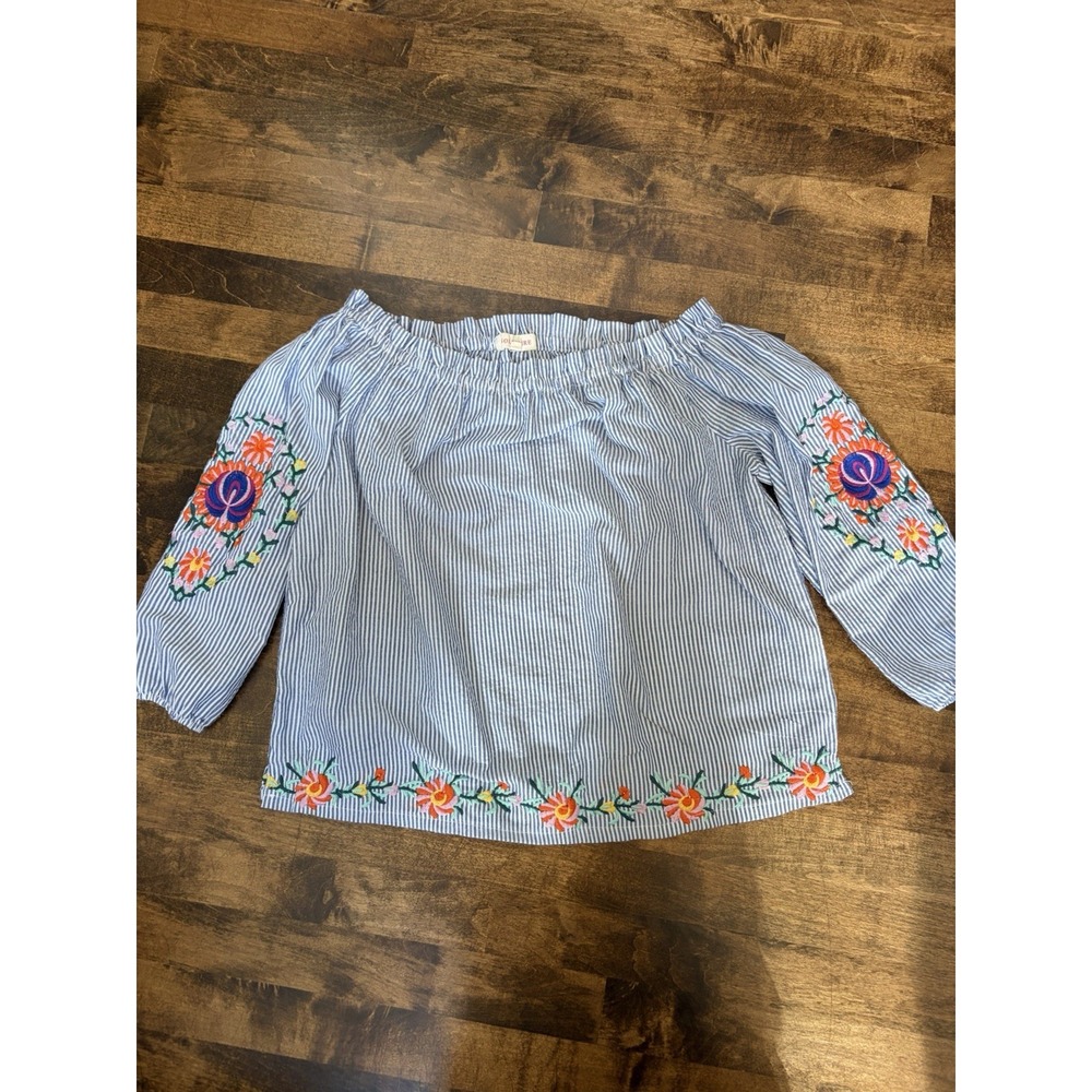 Solitaire Embroidered Bordot Peasant Top Boho Cottage Indie Festival M